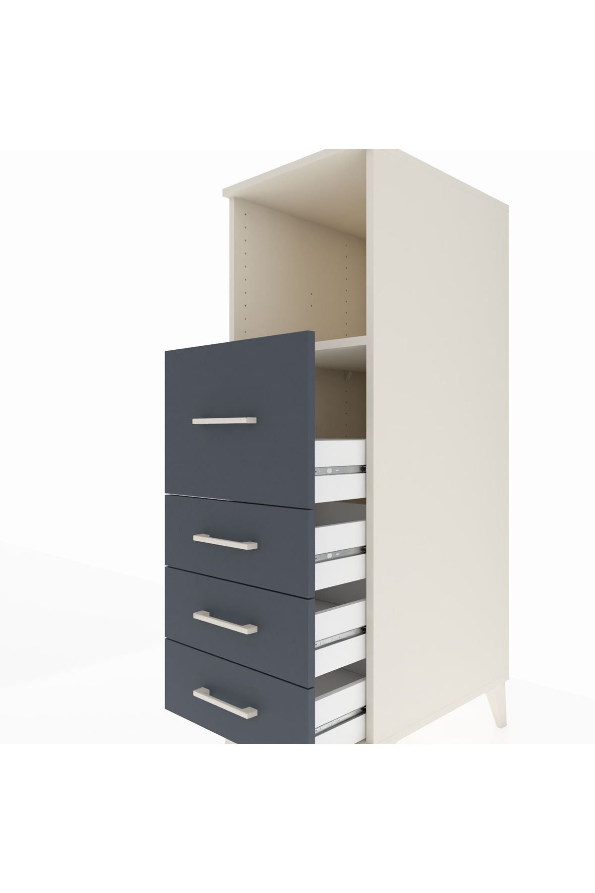 Kronos Dolap Tek Raflı 4 Çekmeceli 44x59x134 Aytaşı-Antrasit