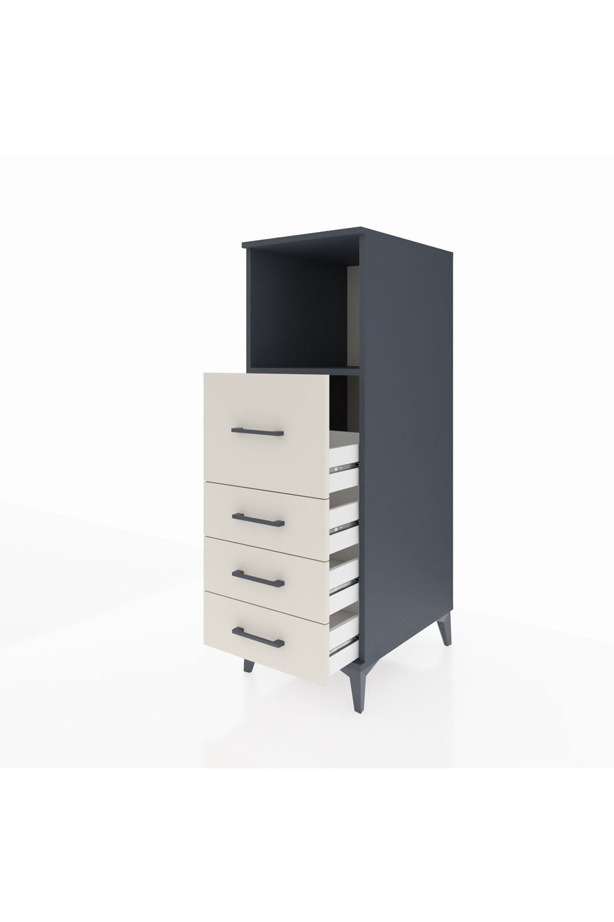 Kronos Dolap Tek Raflı 4 Çekmeceli 44x59x134 Antrasit-Aytaşı