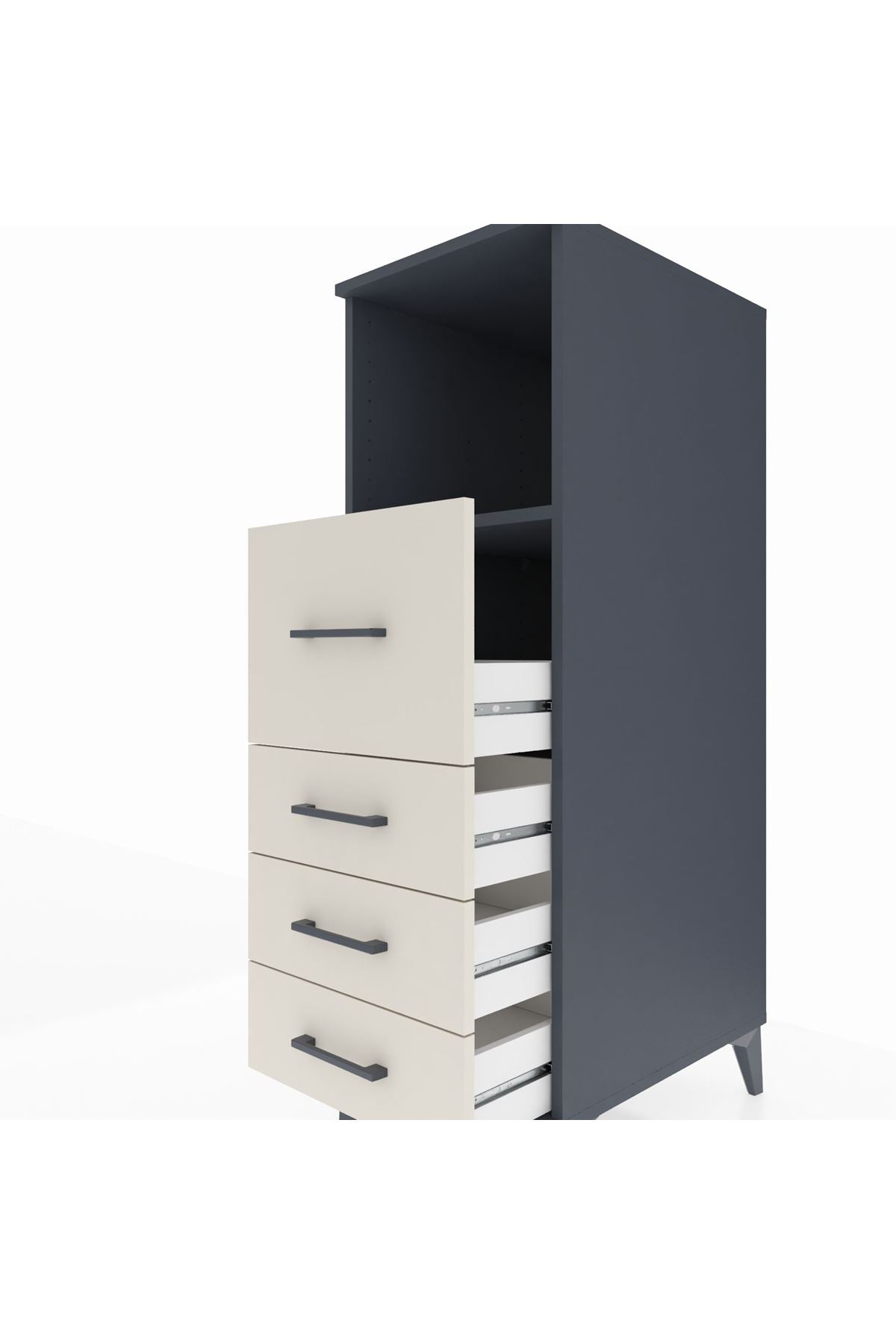 Kronos Dolap Tek Raflı 4 Çekmeceli 44x59x134 Antrasit-Aytaşı