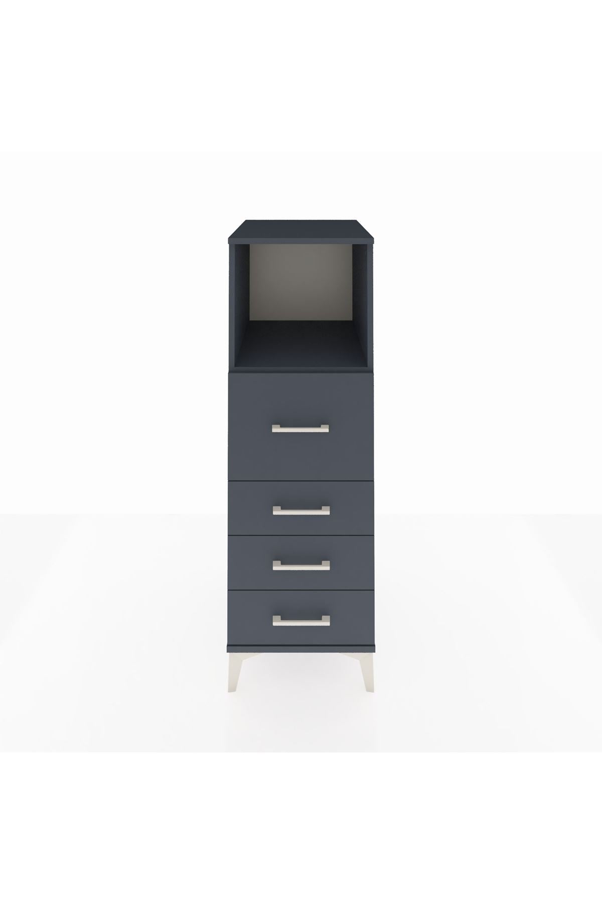 Kronos Dolap Tek Raflı 4 Çekmeceli 44x59x134 Antrasit-Antrasit