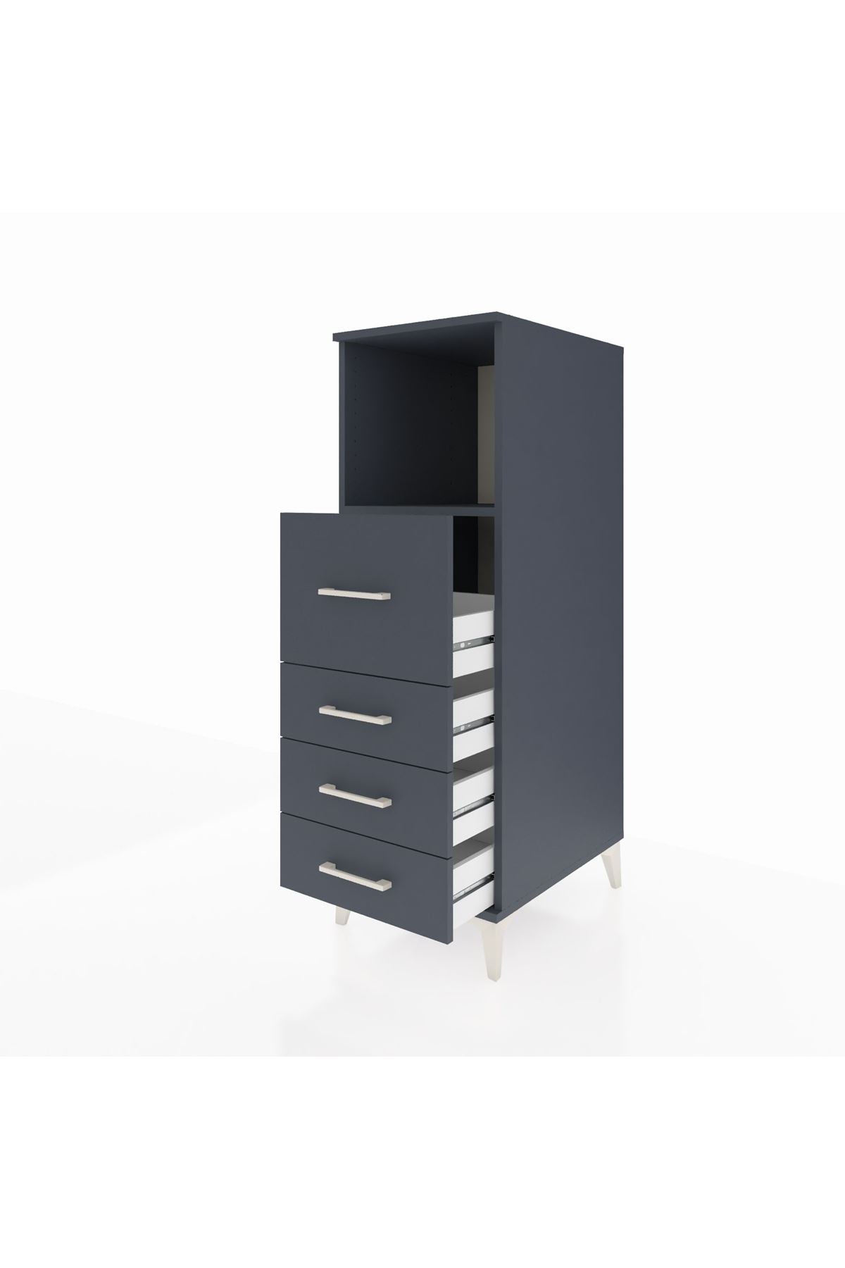 Kronos Dolap Tek Raflı 4 Çekmeceli 44x59x134 Antrasit-Antrasit