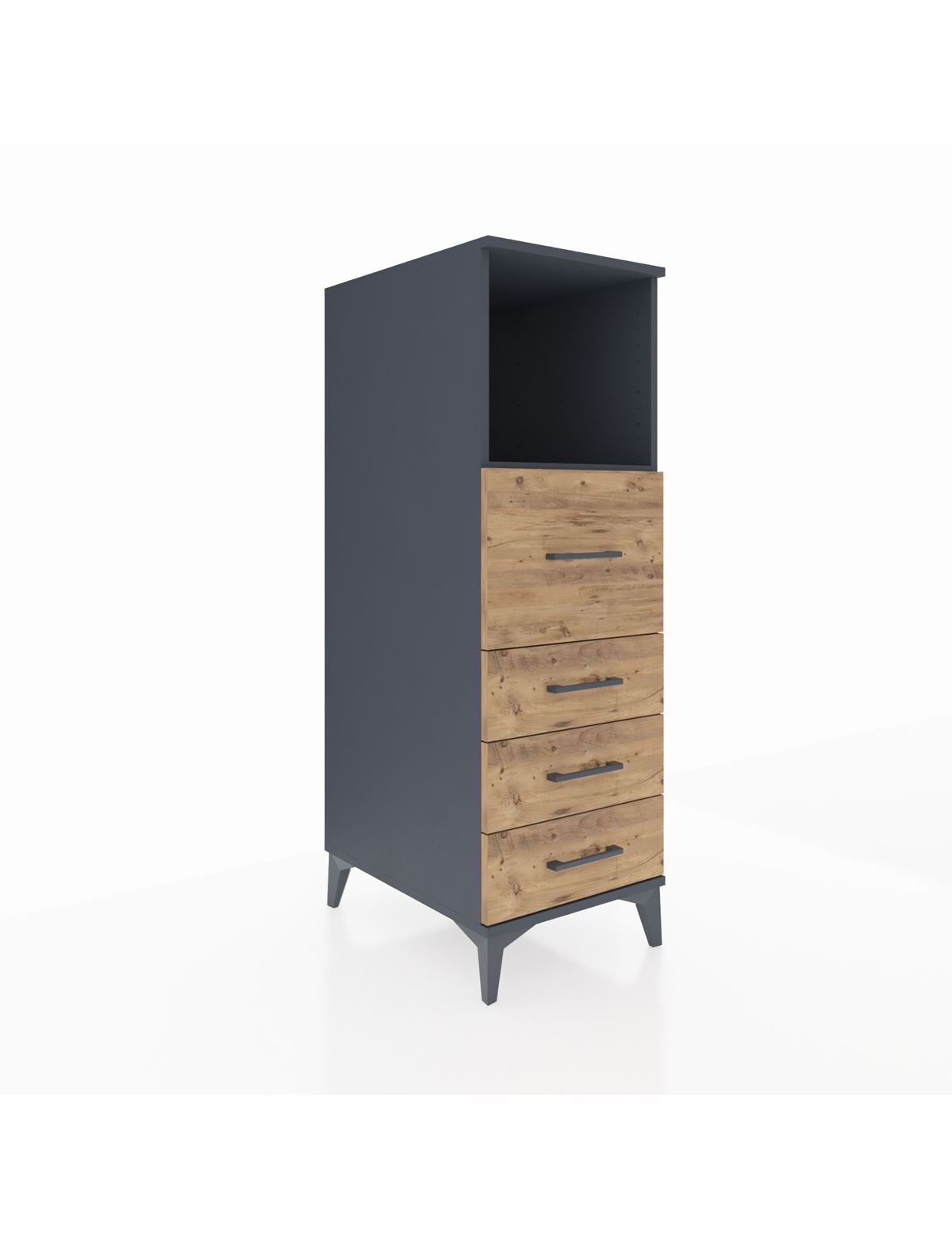 Kronos Dolap Tek Raflı 4 Çekmeceli 44x59x134 Antrasit-Çam