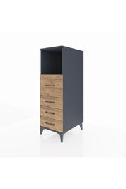 Kronos Dolap Tek Raflı 4 Çekmeceli 44x59x134 Antrasit-Çam