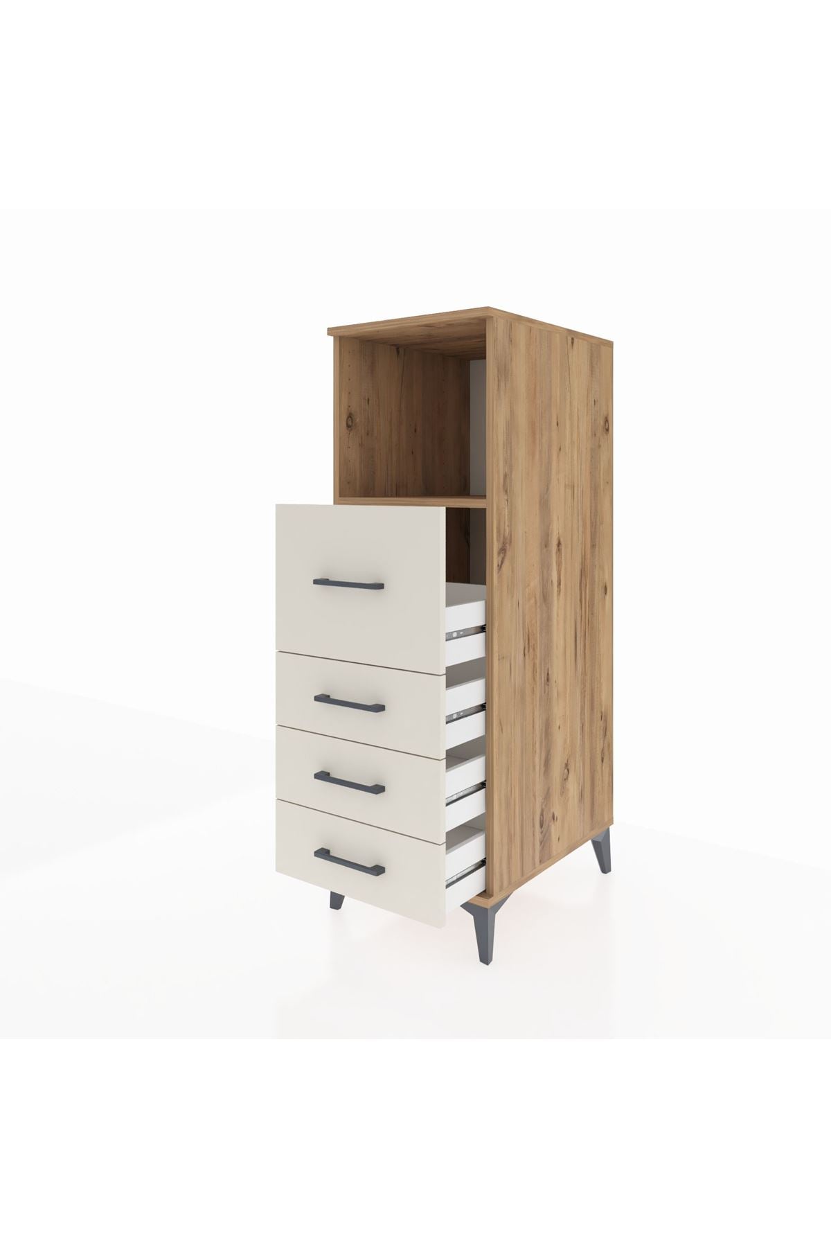 Kronos Dolap Tek Raflı 4 Çekmeceli 44x59x134 Çam-Aytaşı