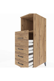 Kronos Dolap Tek Raflı 4 Çekmeceli 44x59x134 Çam-Çam