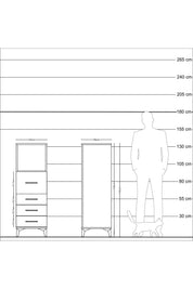 Kronos Dolap Tek Raflı 4 Çekmeceli 44x59x134 Çam-Çam
