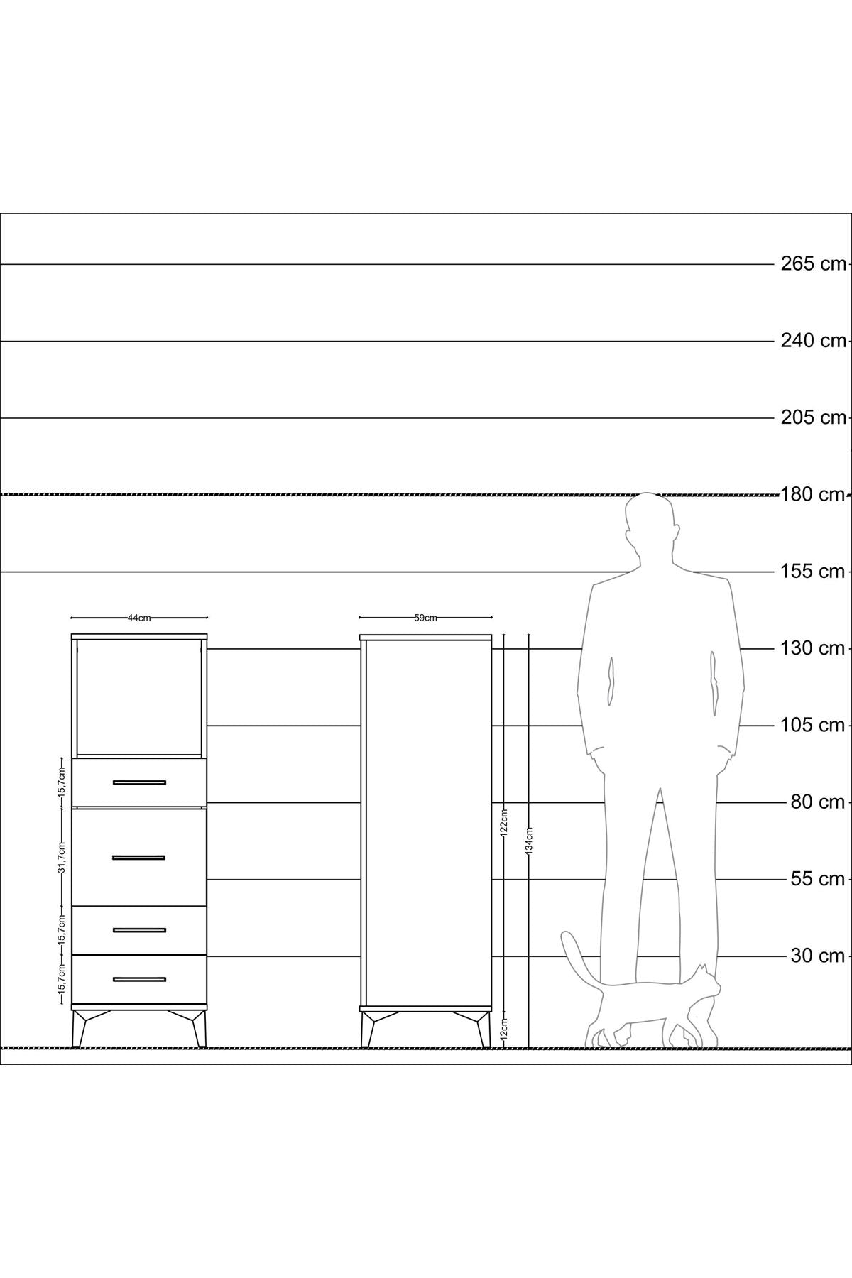 Kronos Dolap Tek Raflı 4 Çekmeceli 44x59x134 Aytaşı-Aytaşı