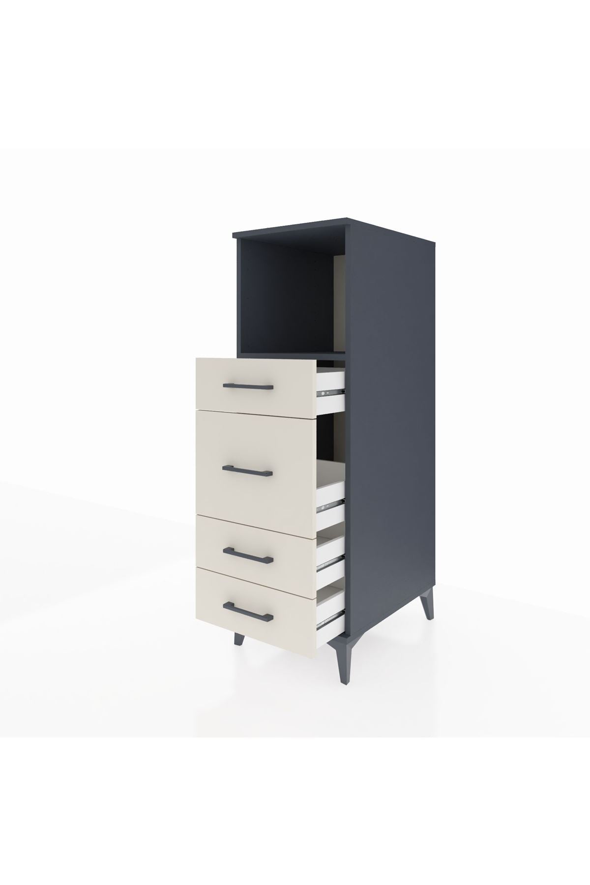 Kronos Dolap Tek Raflı 4 Çekmeceli 44x59x134 Antrasit-Aytaşı