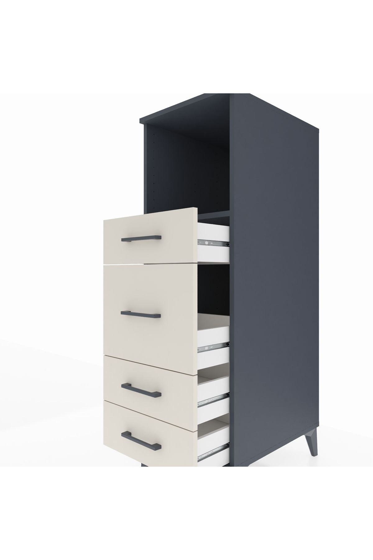 Kronos Dolap Tek Raflı 4 Çekmeceli 44x59x134 Antrasit-Aytaşı