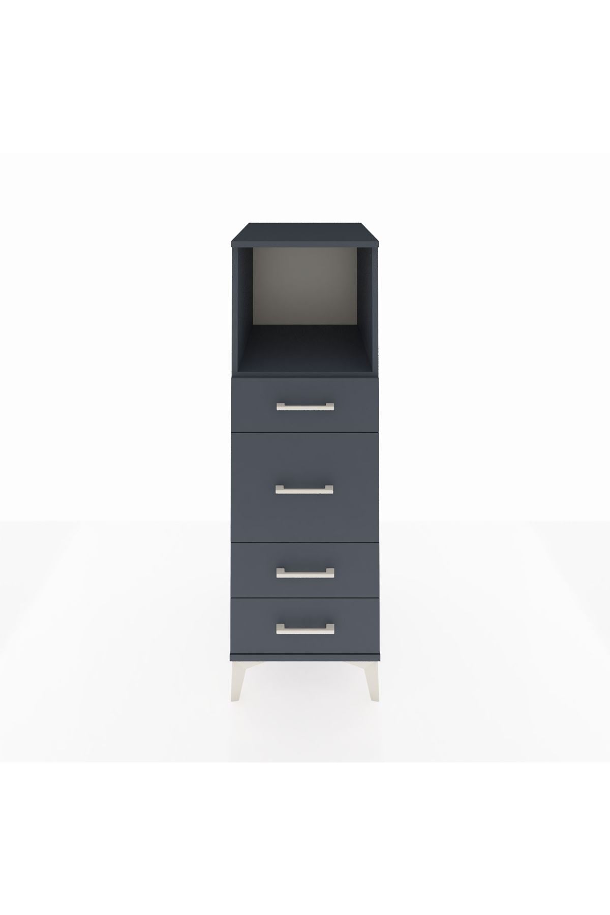 Kronos Dolap Tek Raflı 4 Çekmeceli 44x59x134 Antrasit-Antrasit
