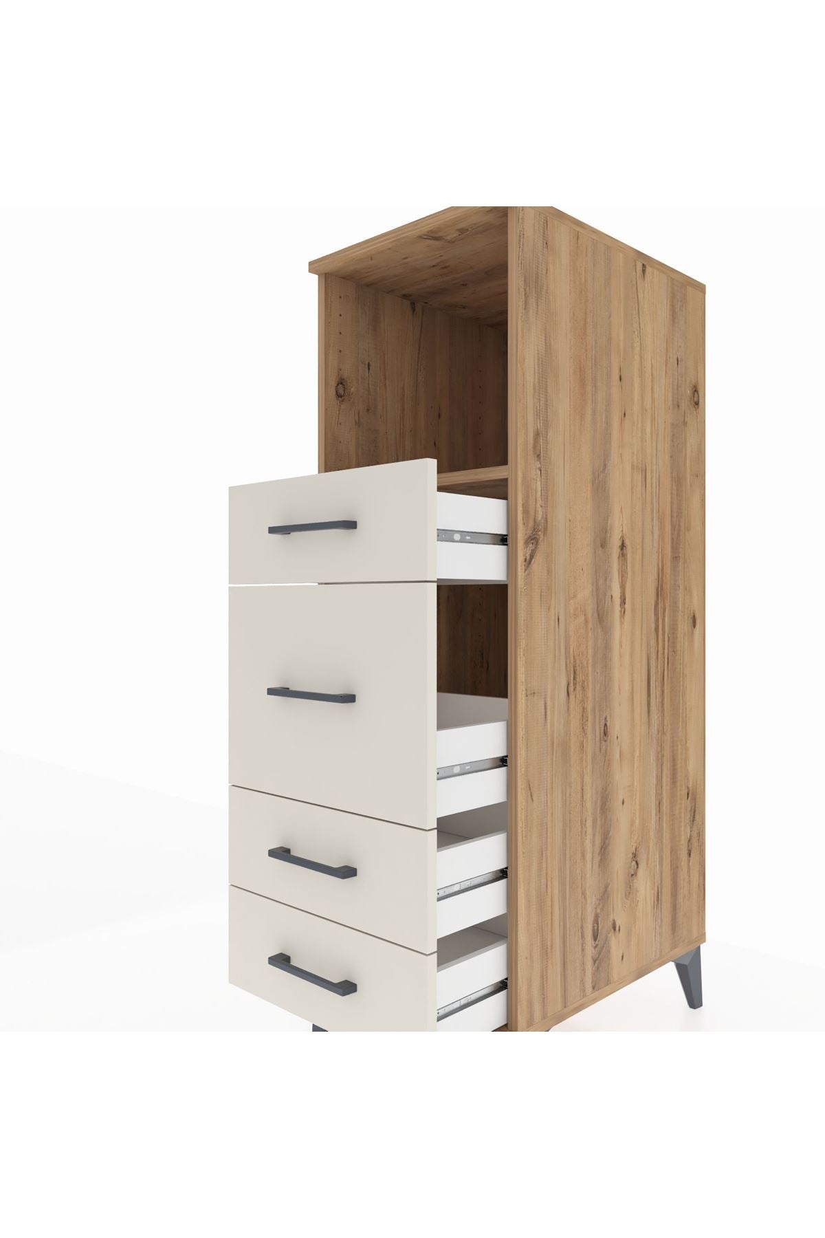 Kronos Dolap Tek Raflı 4 Çekmeceli 44x59x134 Çam-Aytaşı