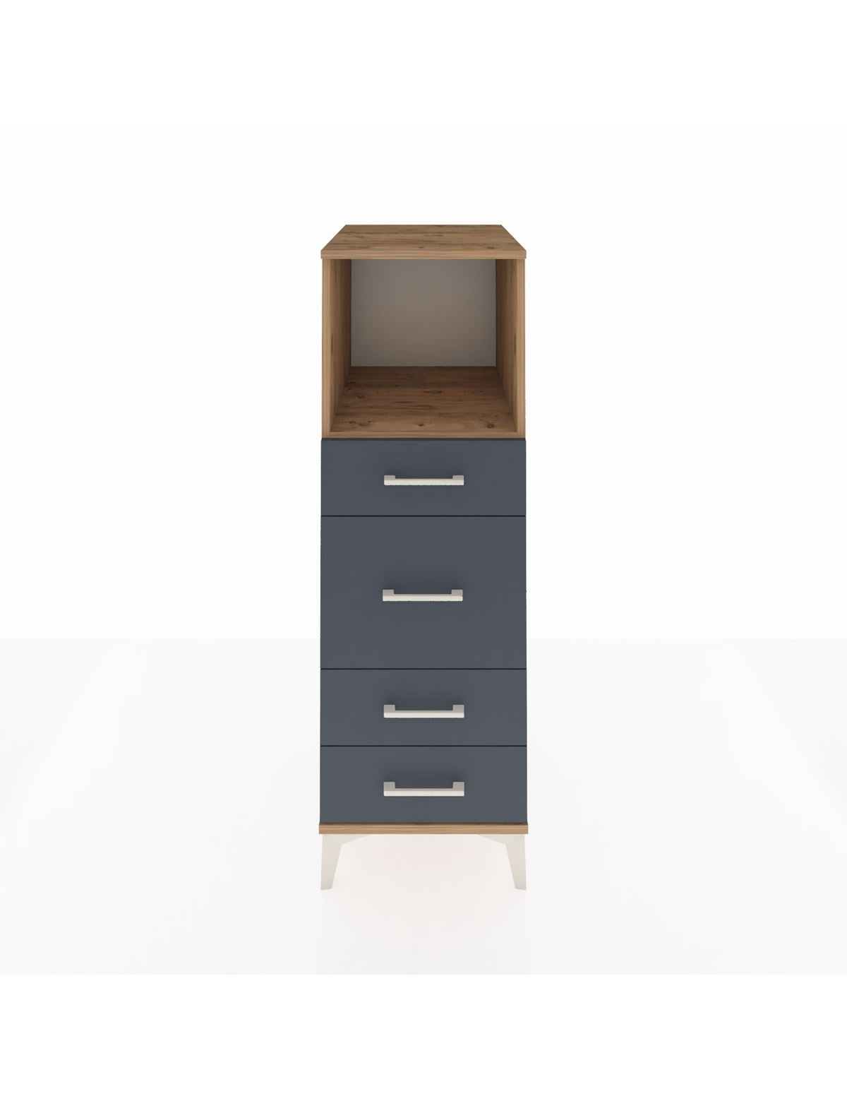 Kronos Dolap Tek Raflı 4 Çekmeceli 44x59x134 Çam-Antrasit