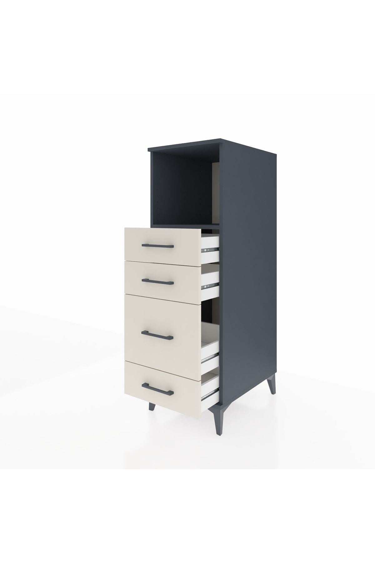 Kronos Dolap Tek Raflı 4 Çekmeceli 44x59x134 Antrasit-Aytaşı