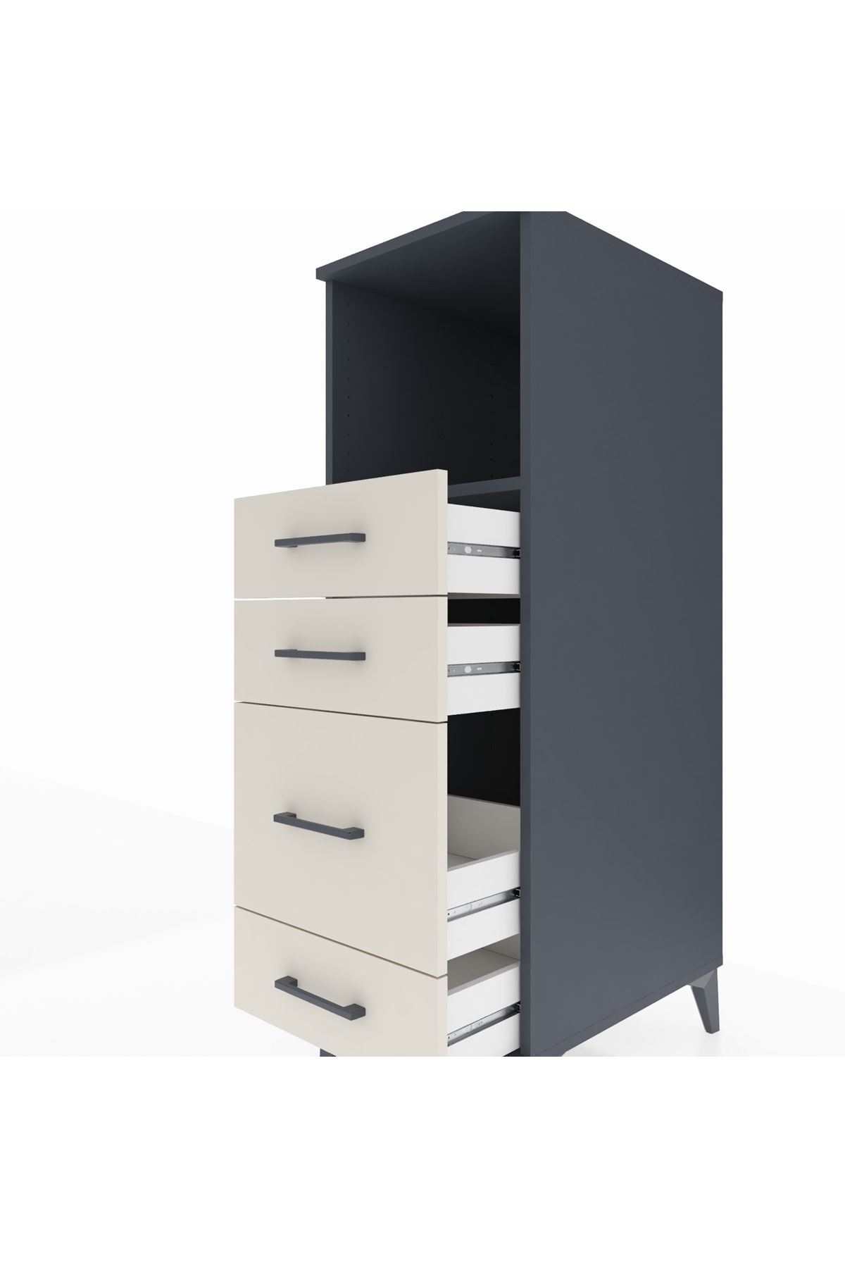 Kronos Dolap Tek Raflı 4 Çekmeceli 44x59x134 Antrasit-Aytaşı