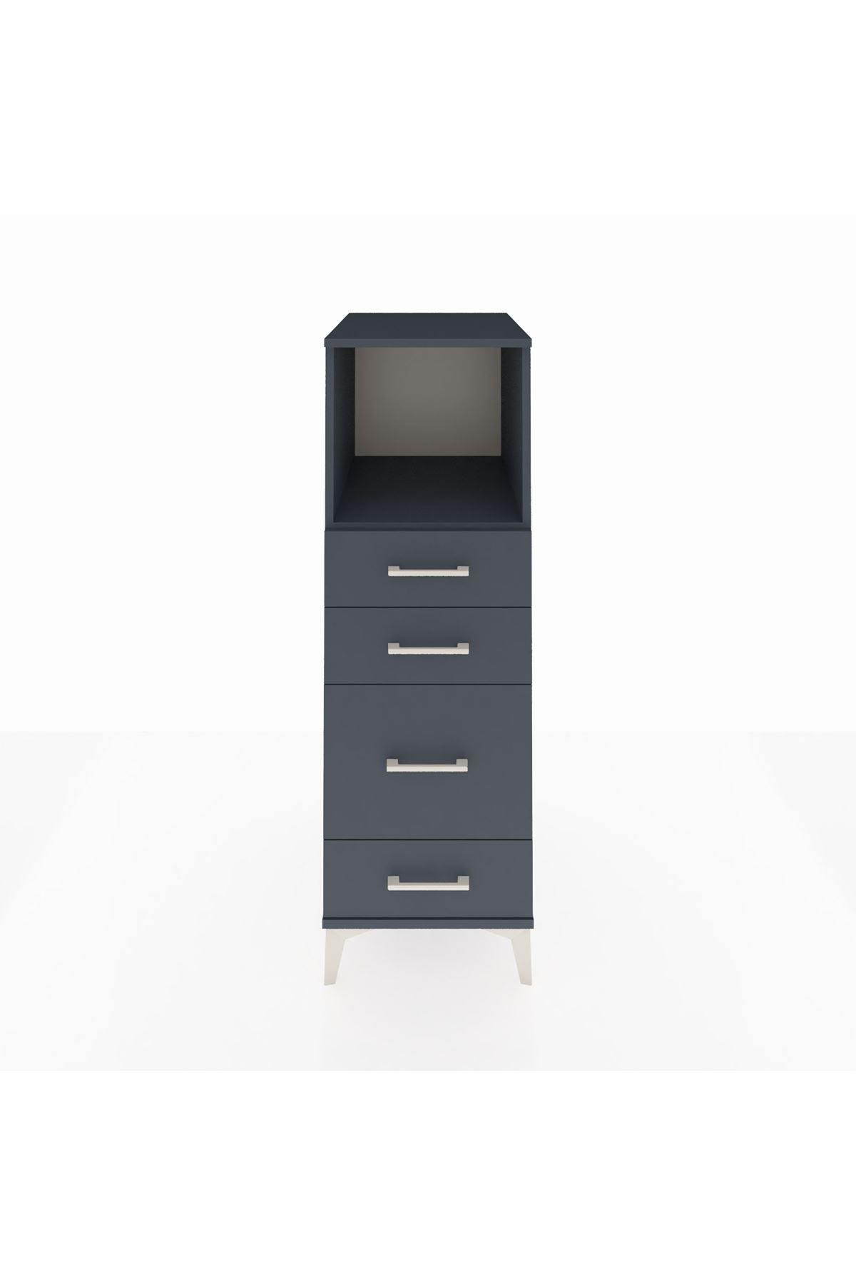Kronos Dolap Tek Raflı 4 Çekmeceli 44x59x134 Antrasit-Antrasit