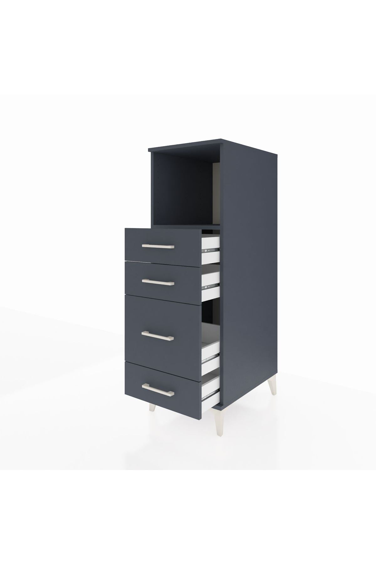 Kronos Dolap Tek Raflı 4 Çekmeceli 44x59x134 Antrasit-Antrasit