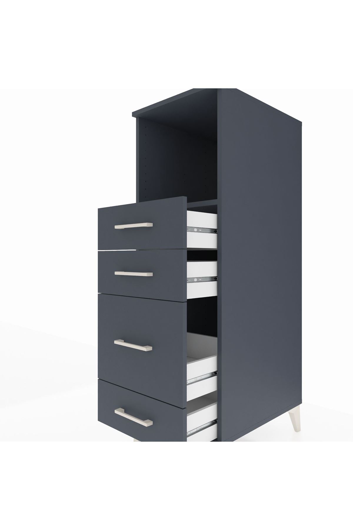 Kronos Dolap Tek Raflı 4 Çekmeceli 44x59x134 Antrasit-Antrasit