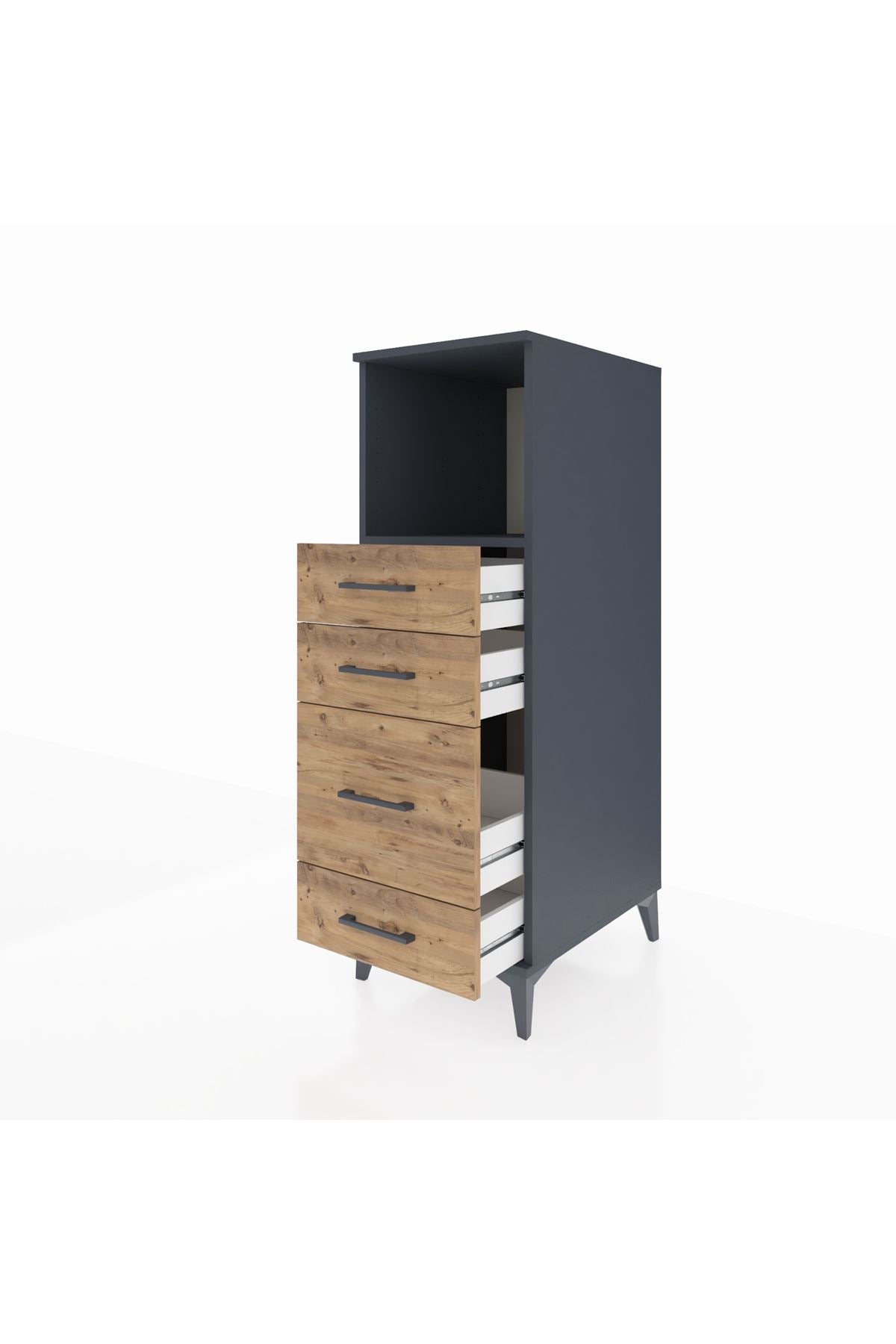 Kronos Dolap Tek Raflı 4 Çekmeceli 44x59x134 Antrasit-Çam