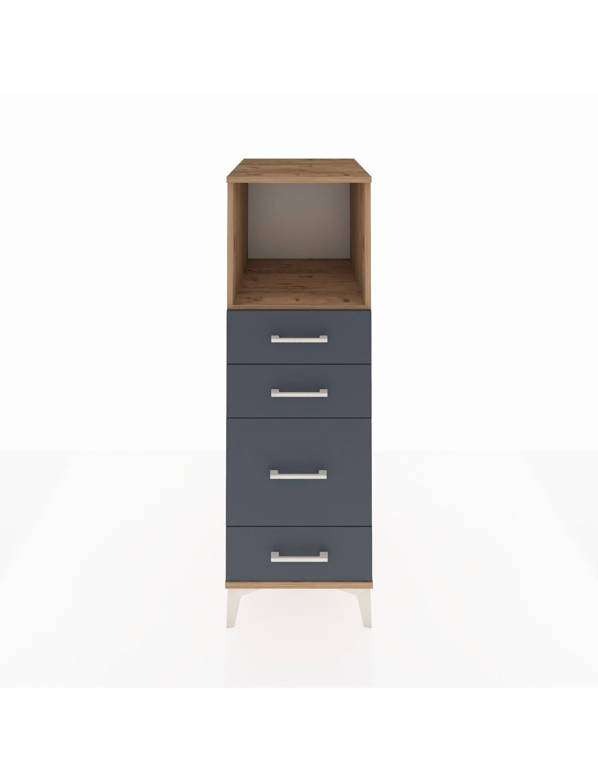 Kronos Dolap Tek Raflı 4 Çekmeceli 44x59x134 Çam-Antrasit