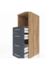 Kronos Dolap Tek Raflı 4 Çekmeceli 44x59x134 Çam-Antrasit