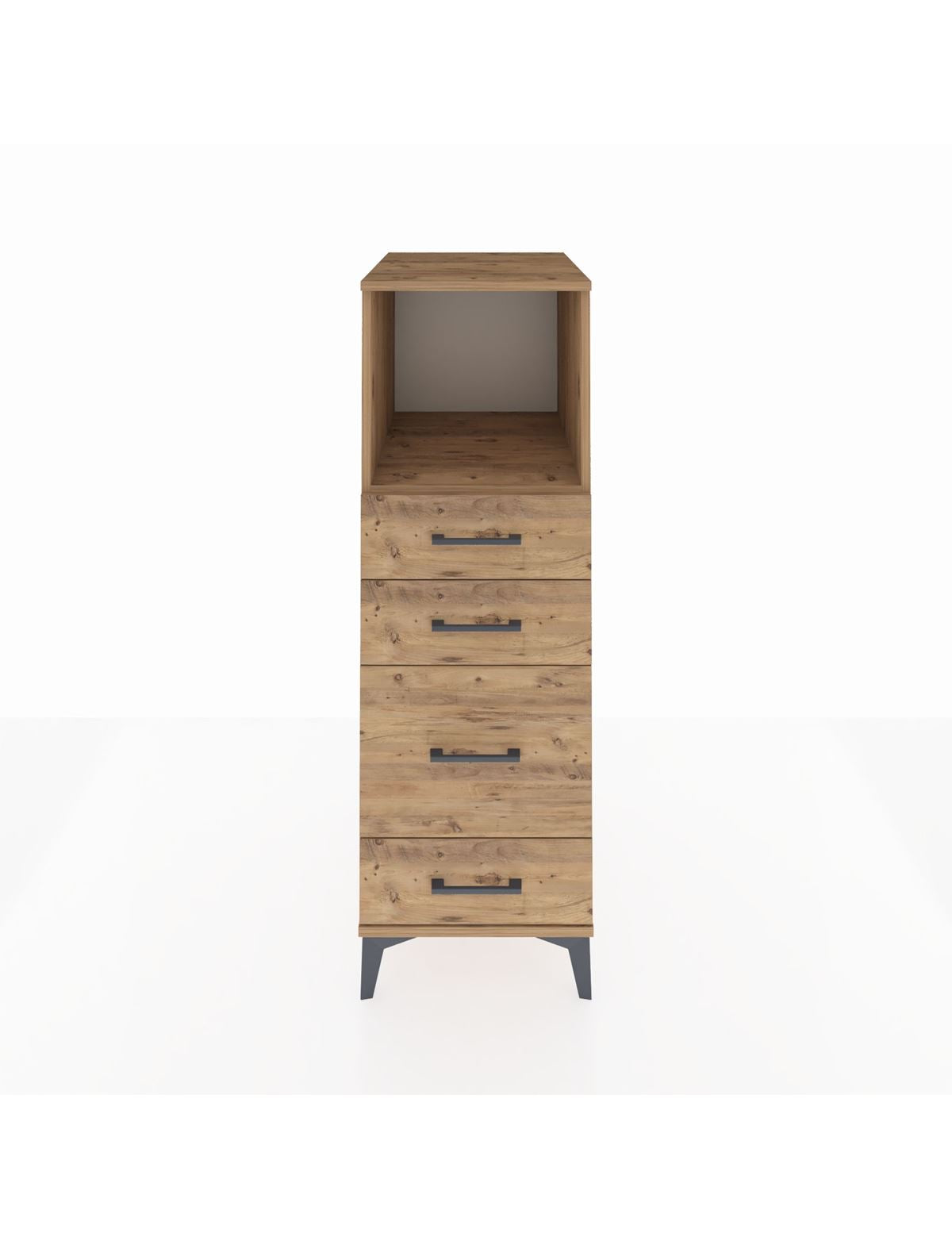 Kronos Dolap Tek Raflı 4 Çekmeceli 44x59x134 Çam-Çam