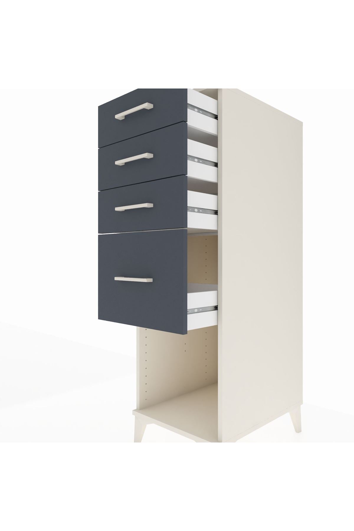 Kronos Dolap 4 Çekmeceli 44x59x134 Aytaşı-Antrasit