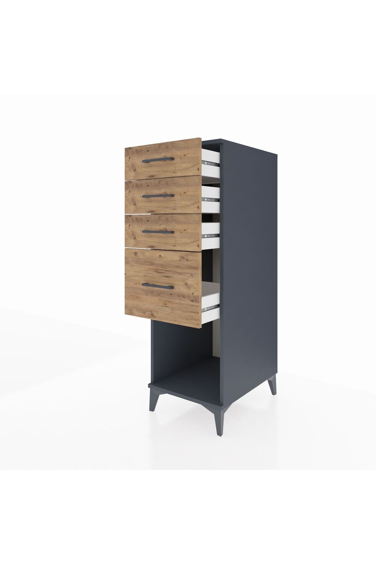 Kronos Dolap 4 Çekmeceli 44x59x134 Antrasit-Çam