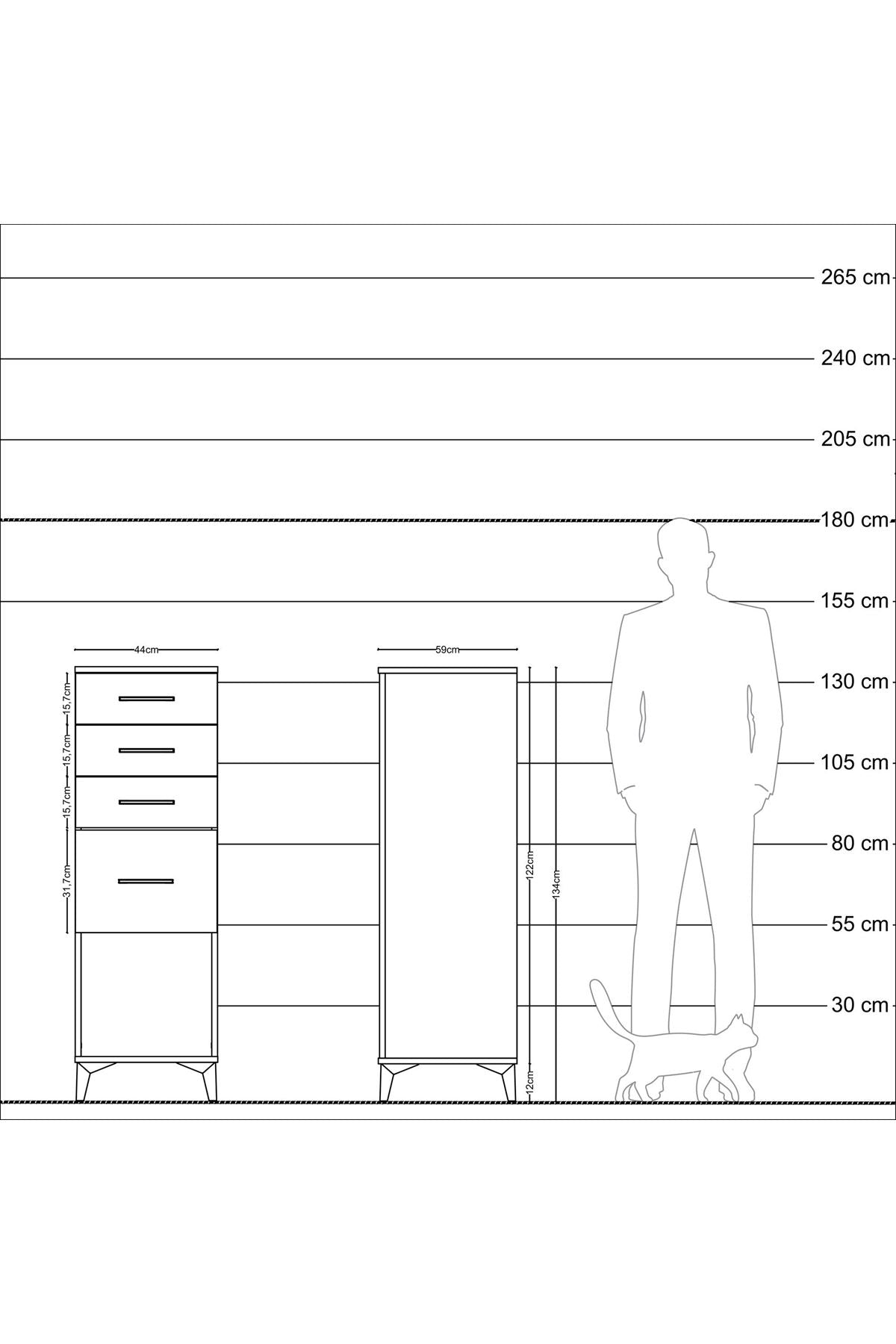 Kronos Dolap 4 Çekmeceli 44x59x134 Çam-Aytaşı