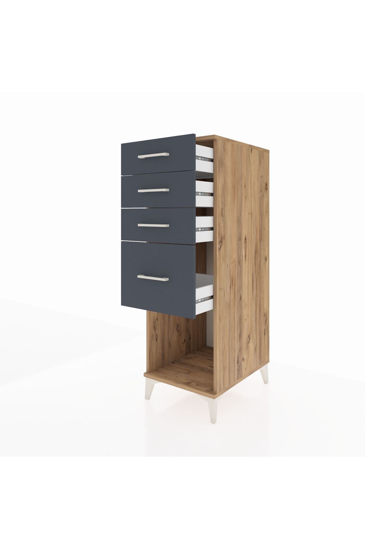 Kronos Dolap 4 Çekmeceli 44x59x134 Çam-Antrasit