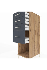 Kronos Dolap 4 Çekmeceli 44x59x134 Çam-Antrasit