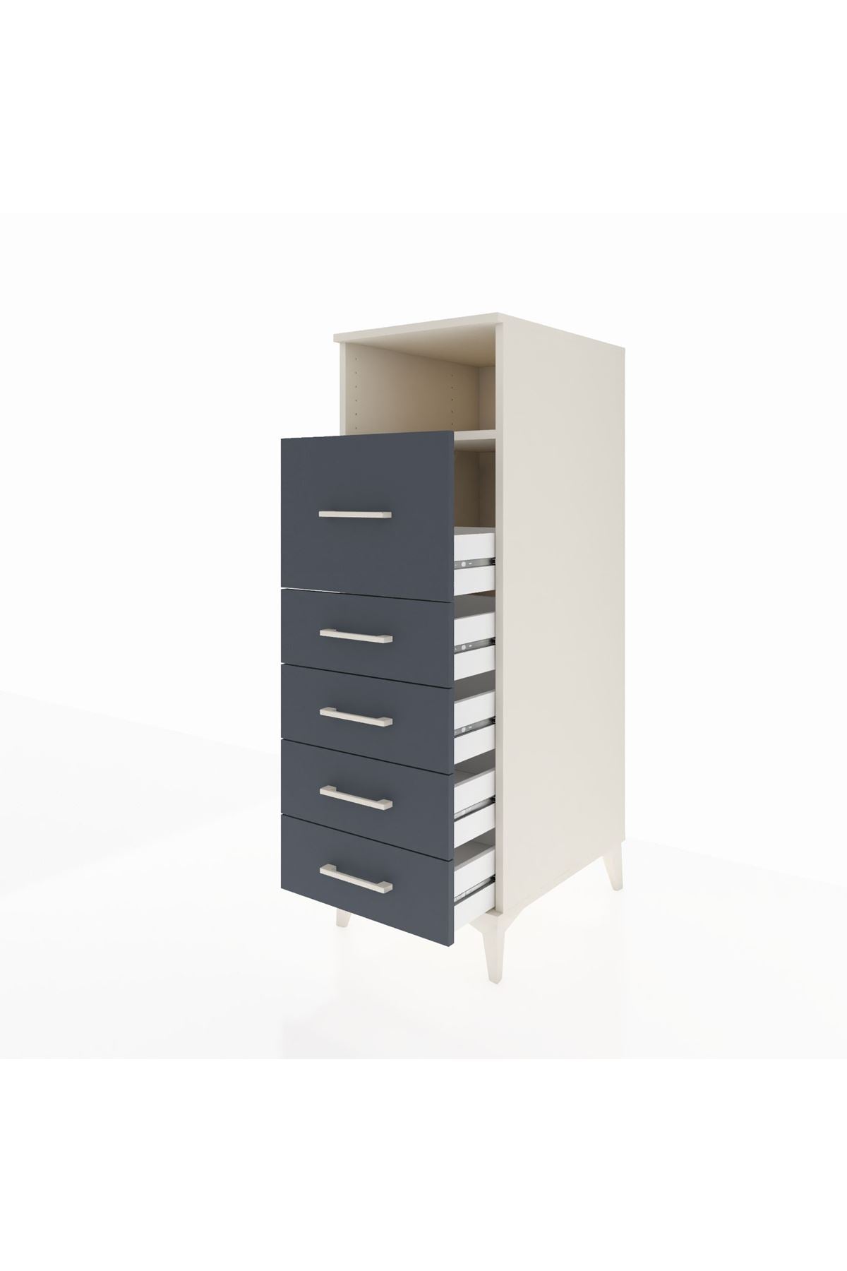 Kronos Dolap Tek Raflı 5 Çekmeceli 44x59x134 Aytaşı-Antrasit