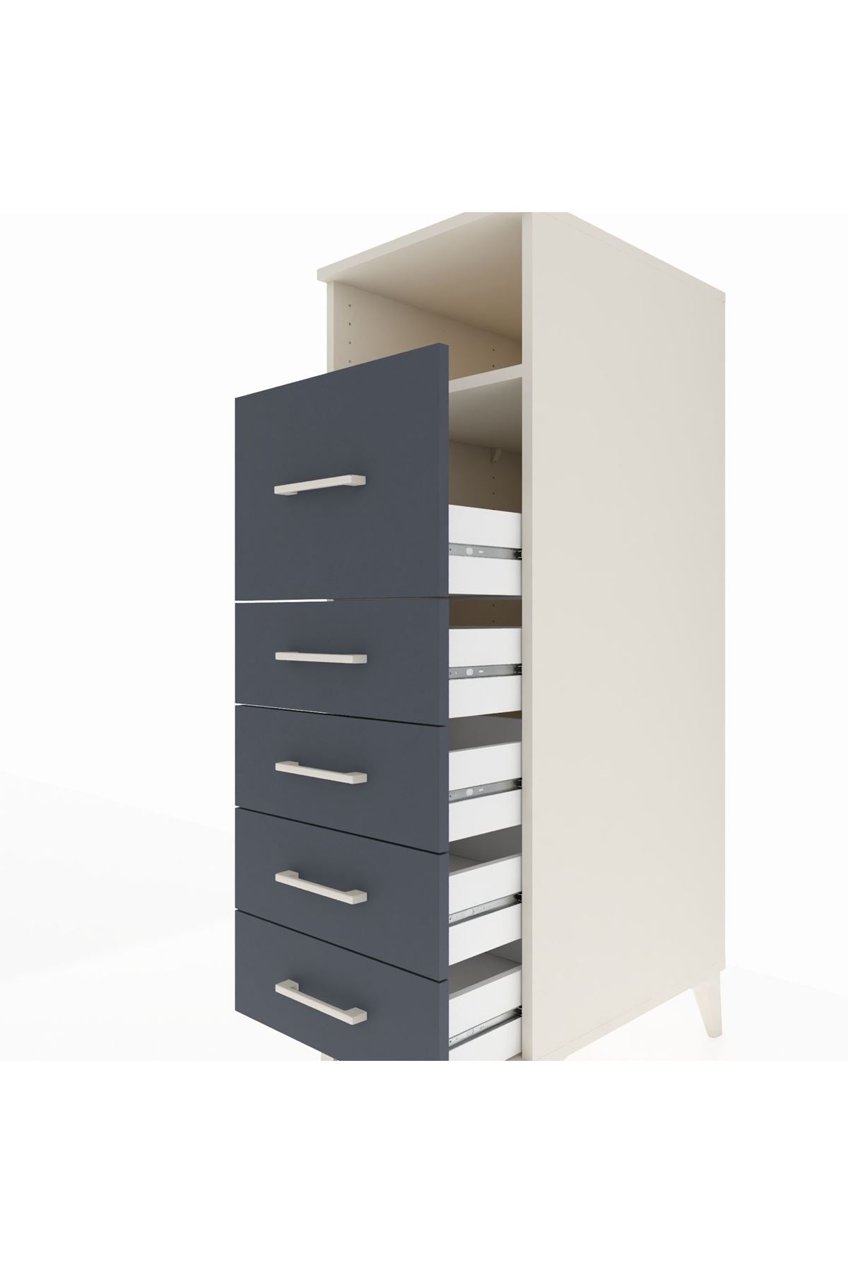 Kronos Dolap Tek Raflı 5 Çekmeceli 44x59x134 Aytaşı-Antrasit