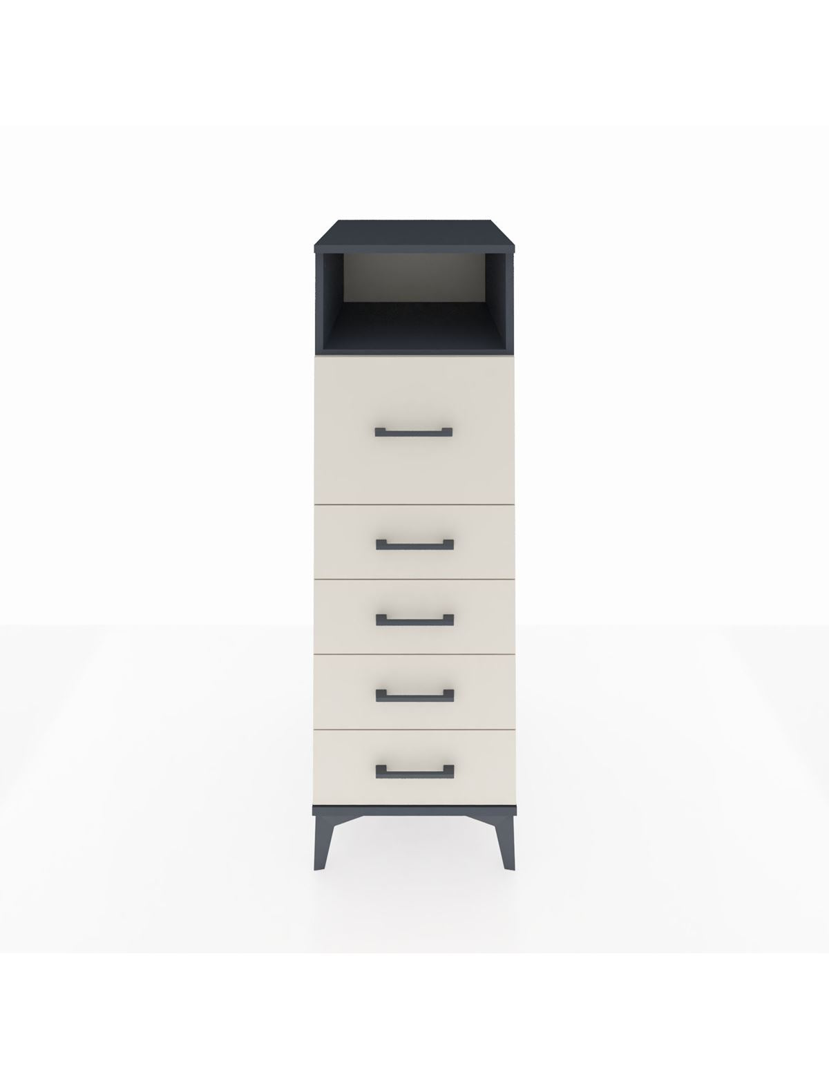 Kronos Dolap Tek Raflı 5 Çekmeceli 44x59x134 Antrasit-Aytaşı