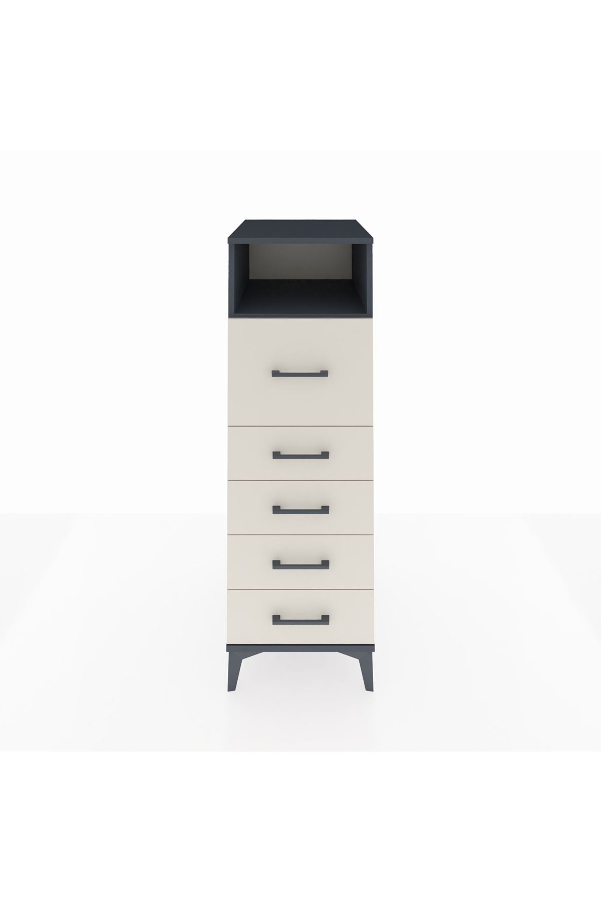 Kronos Dolap Tek Raflı 5 Çekmeceli 44x59x134 Antrasit-Aytaşı