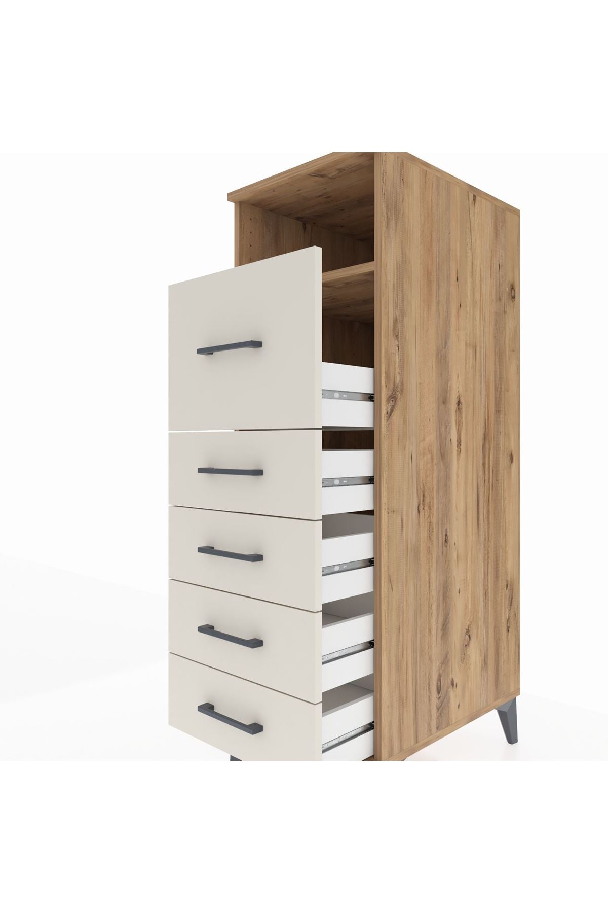 Kronos Dolap Tek Raflı 5 Çekmeceli 44x59x134 Çam-Aytaşı