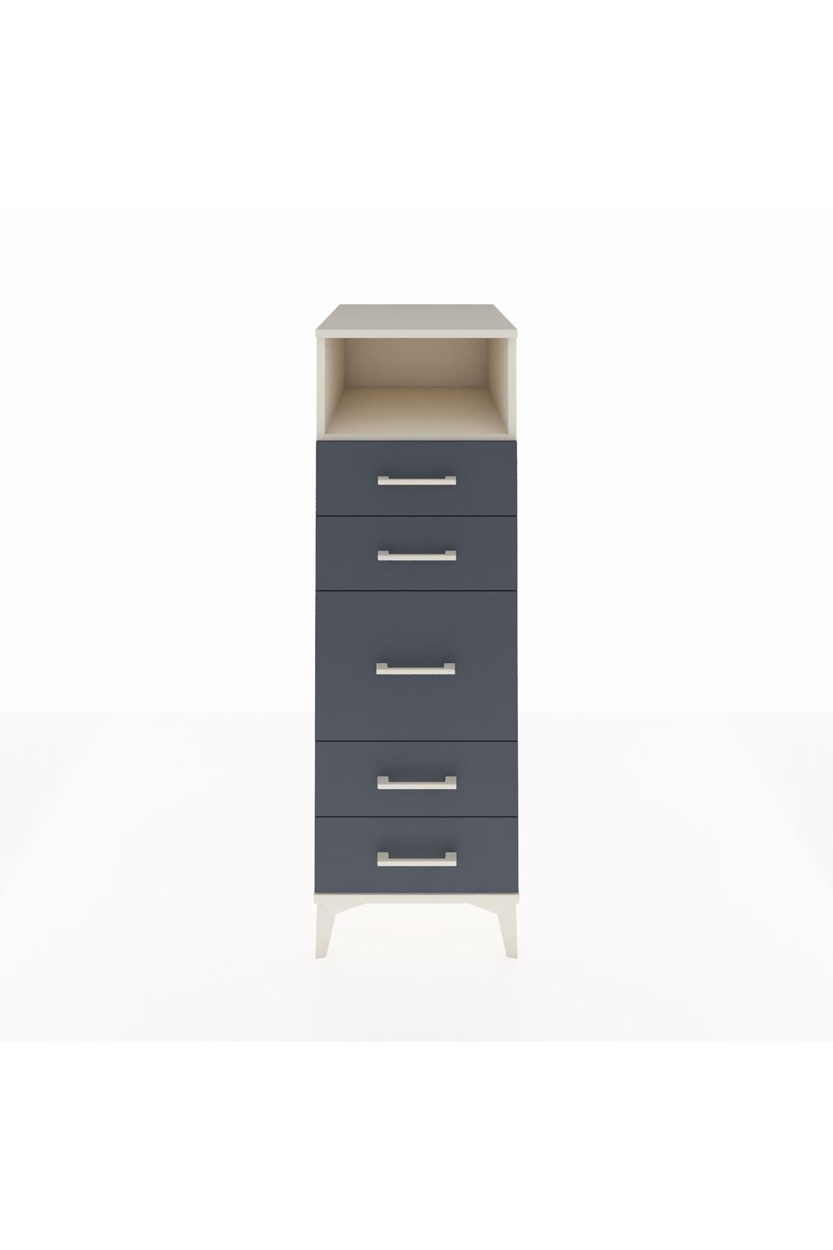 Kronos Dolap Tek Raflı 5 Çekmeceli 44x59x134 Aytaşı-Antrasit