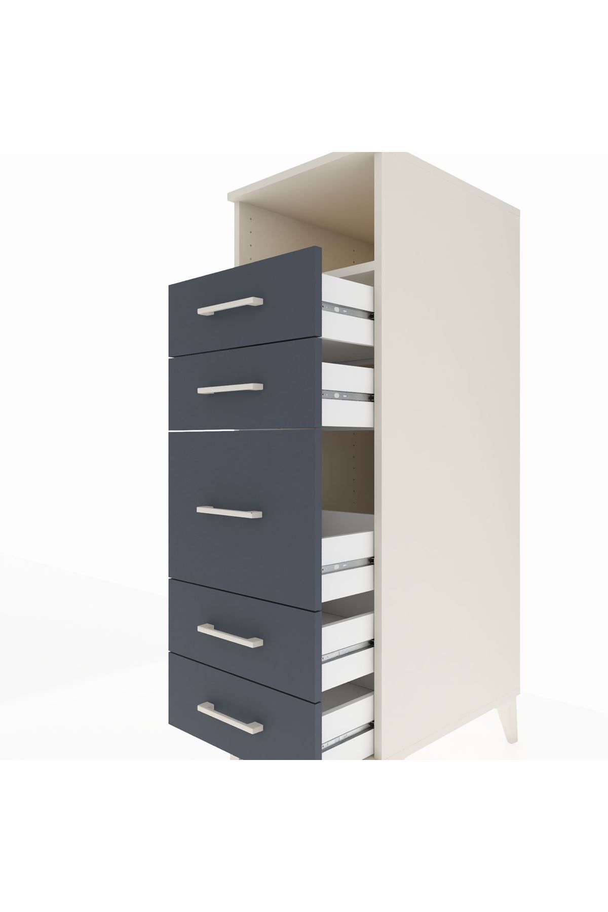 Kronos Dolap Tek Raflı 5 Çekmeceli 44x59x134 Aytaşı-Antrasit