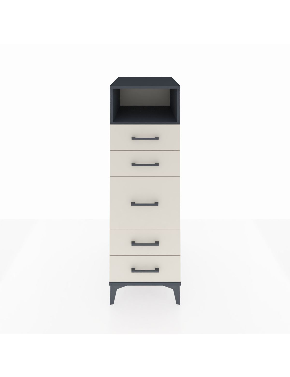 Kronos Dolap Tek Raflı 5 Çekmeceli 44x59x134 Antrasit-Aytaşı