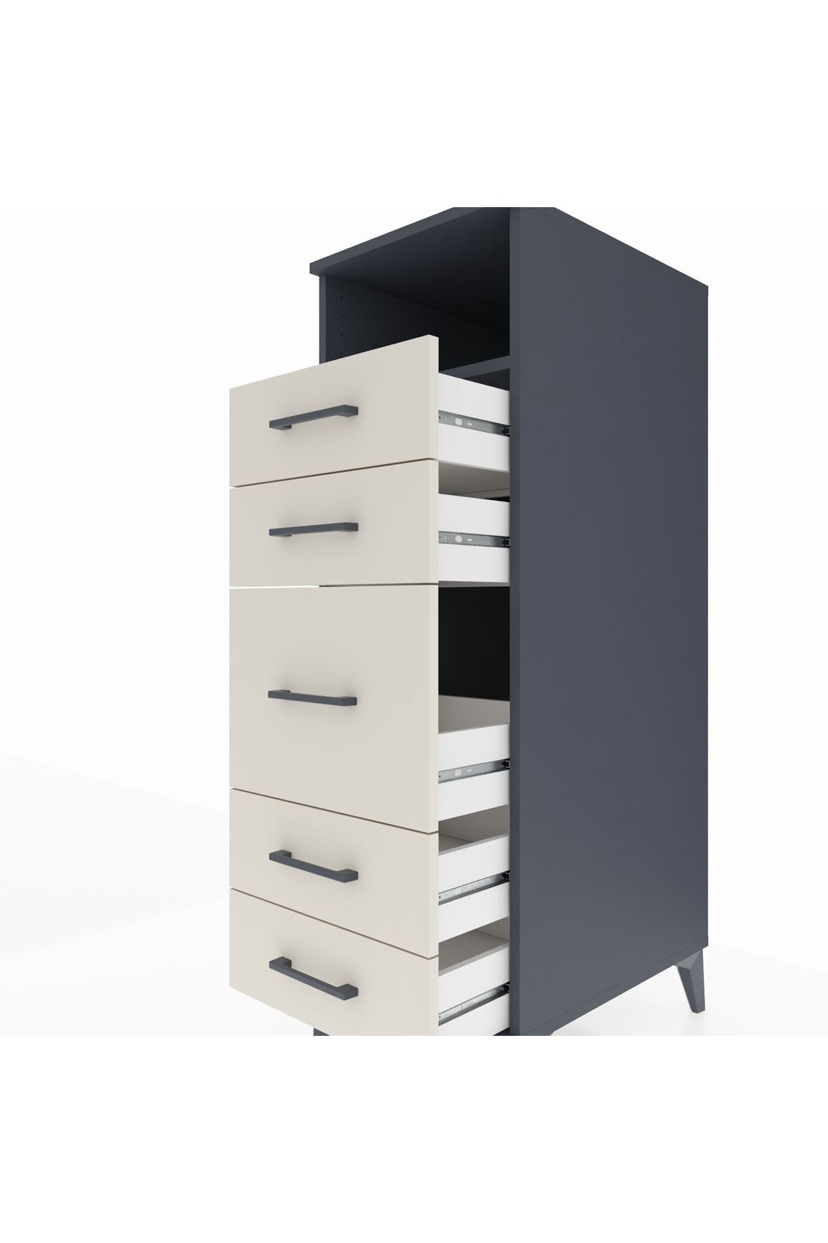 Kronos Dolap Tek Raflı 5 Çekmeceli 44x59x134 Antrasit-Aytaşı