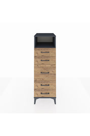 Kronos Dolap Tek Raflı 5 Çekmeceli 44x59x134 Antrasit-Çam