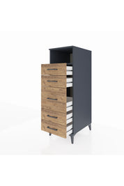 Kronos Dolap Tek Raflı 5 Çekmeceli 44x59x134 Antrasit-Çam