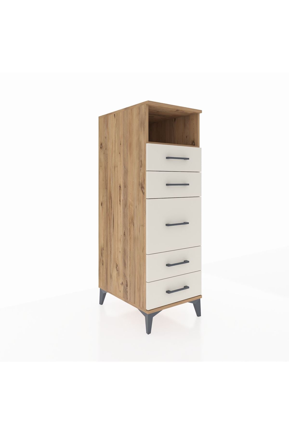 Kronos Dolap Tek Raflı 5 Çekmeceli 44x59x134 Çam-Aytaşı
