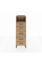 Kronos Dolap Tek Raflı 5 Çekmeceli 44x59x134 Çam-Çam
