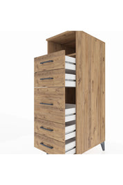 Kronos Dolap Tek Raflı 5 Çekmeceli 44x59x134 Çam-Çam