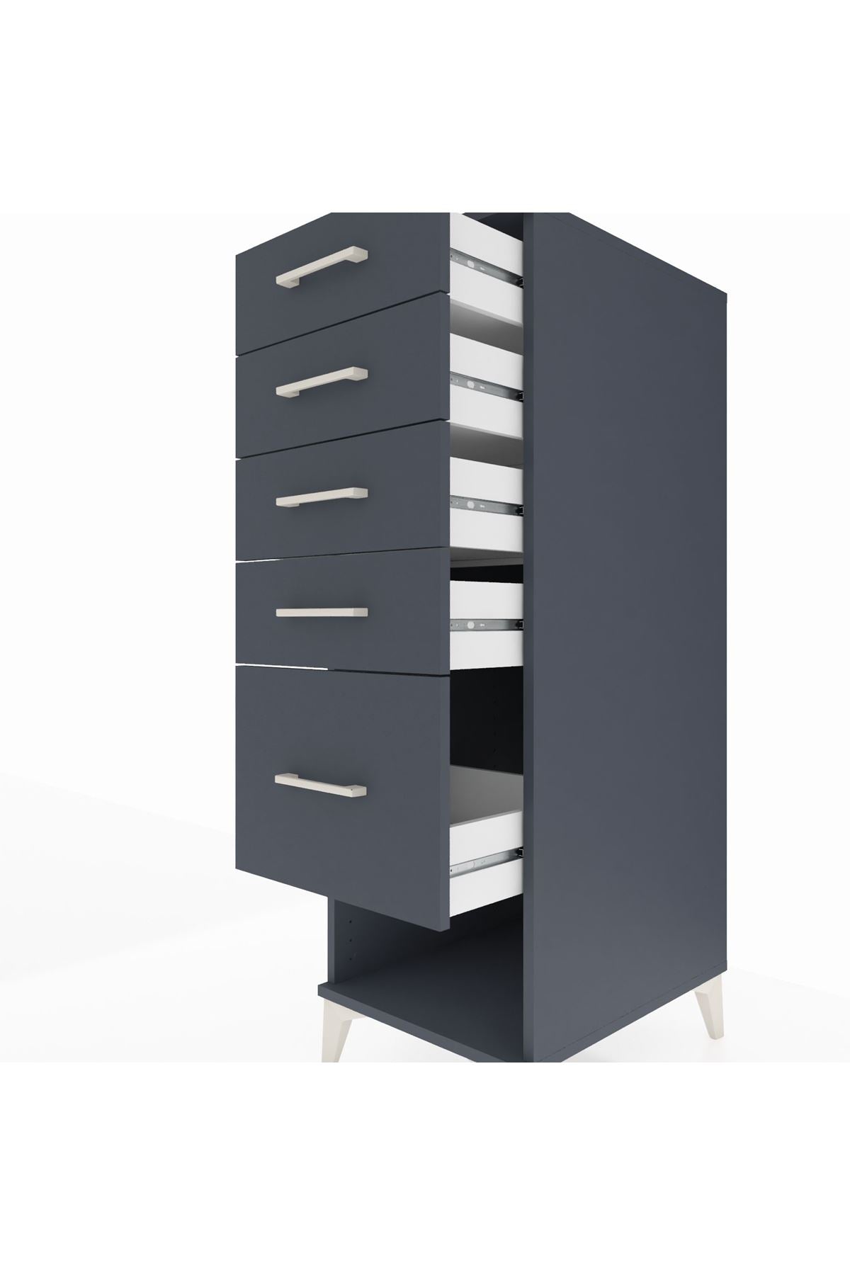 Kronos Dolap 5 Çekmeceli 44x59x134 Antrasit-Antrasit