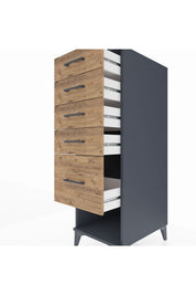 Kronos Dolap 5 Çekmeceli 44x59x134 Antrasit-Çam