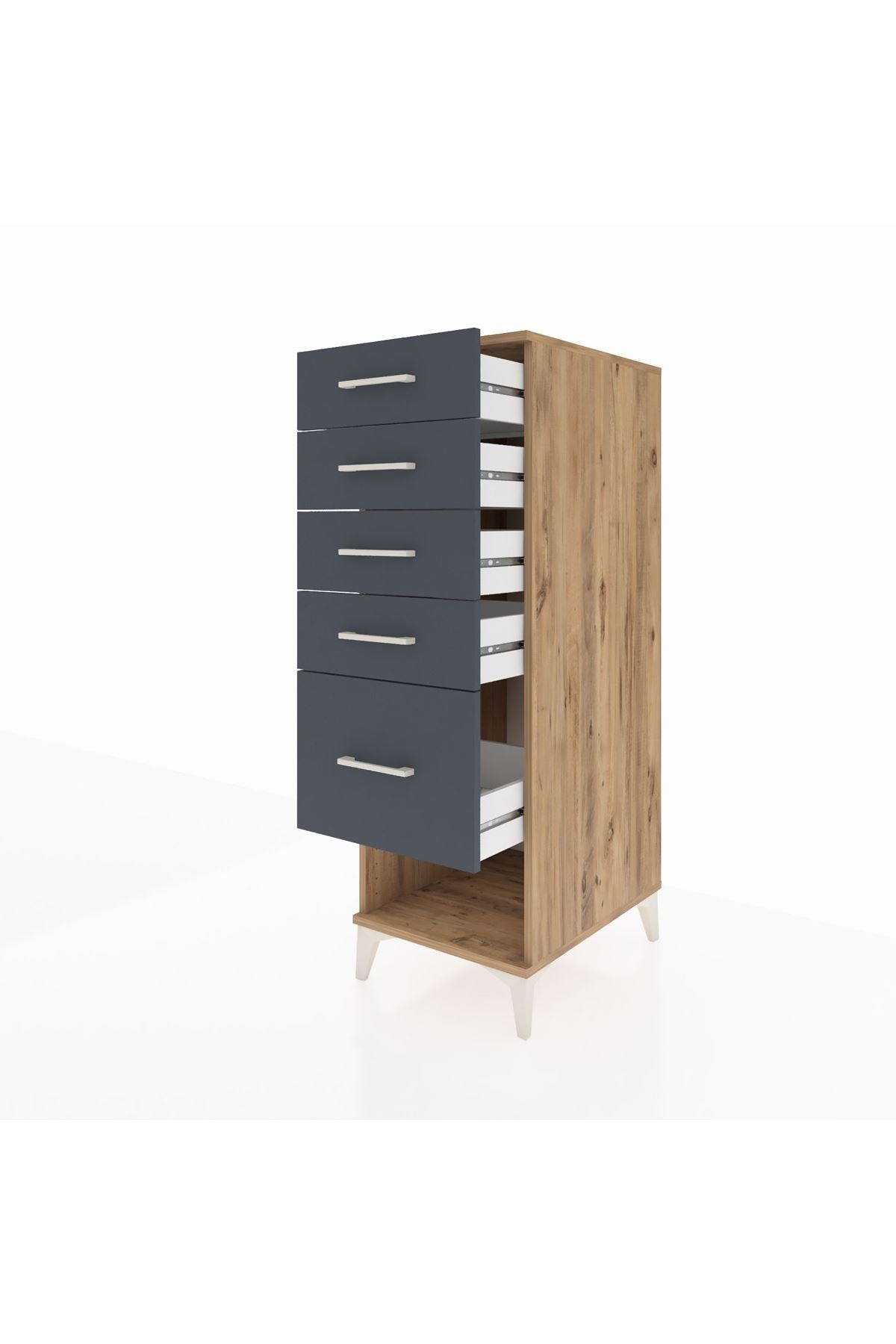 Kronos Dolap 5 Çekmeceli 44x59x134 Çam-Antrasit