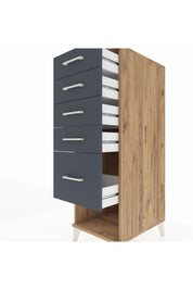 Kronos Dolap 5 Çekmeceli 44x59x134 Çam-Antrasit