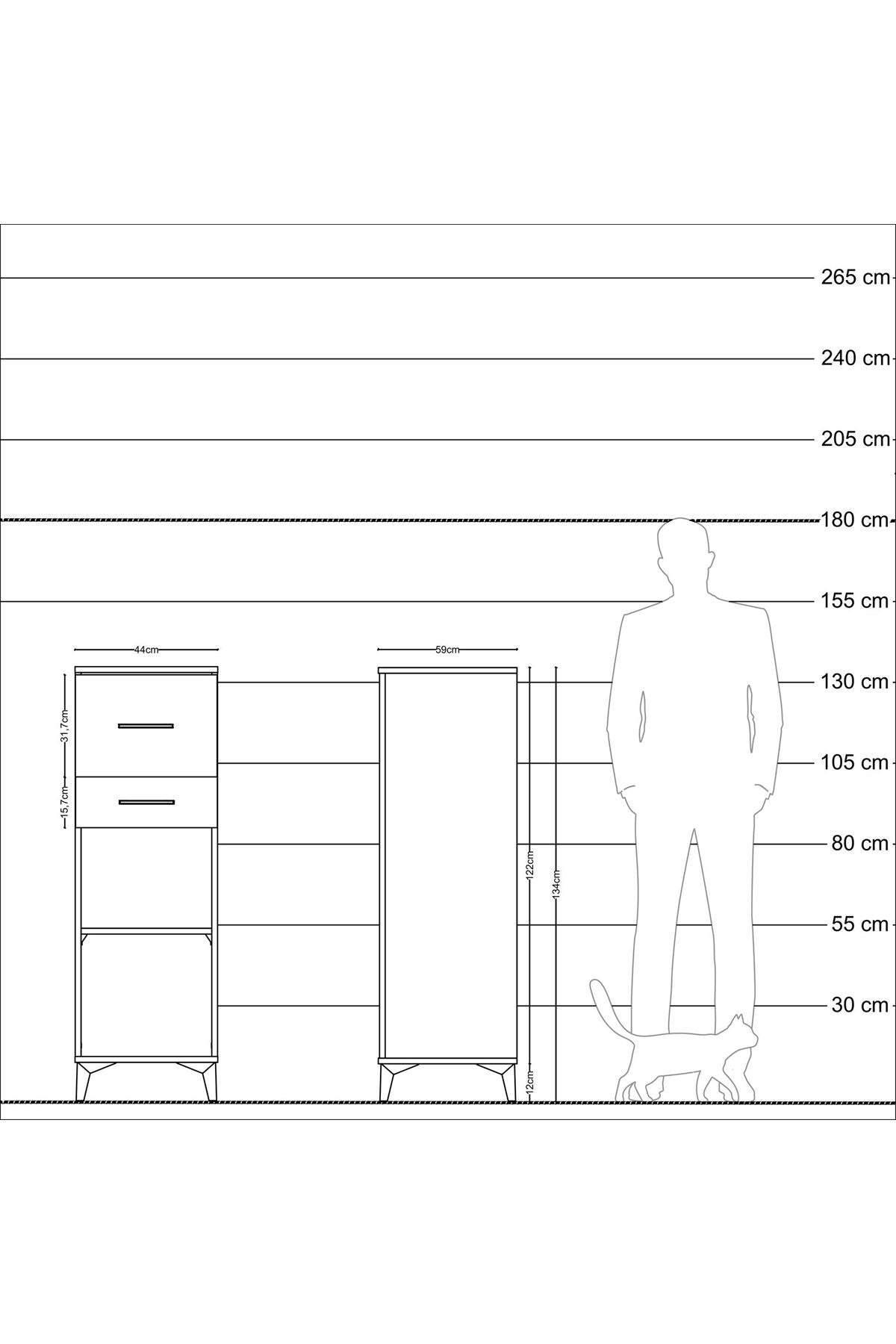 Kronos Dolap Tek Raflı 2 Çekmeceli 44x59x134 Aytaşı-Aytaşı