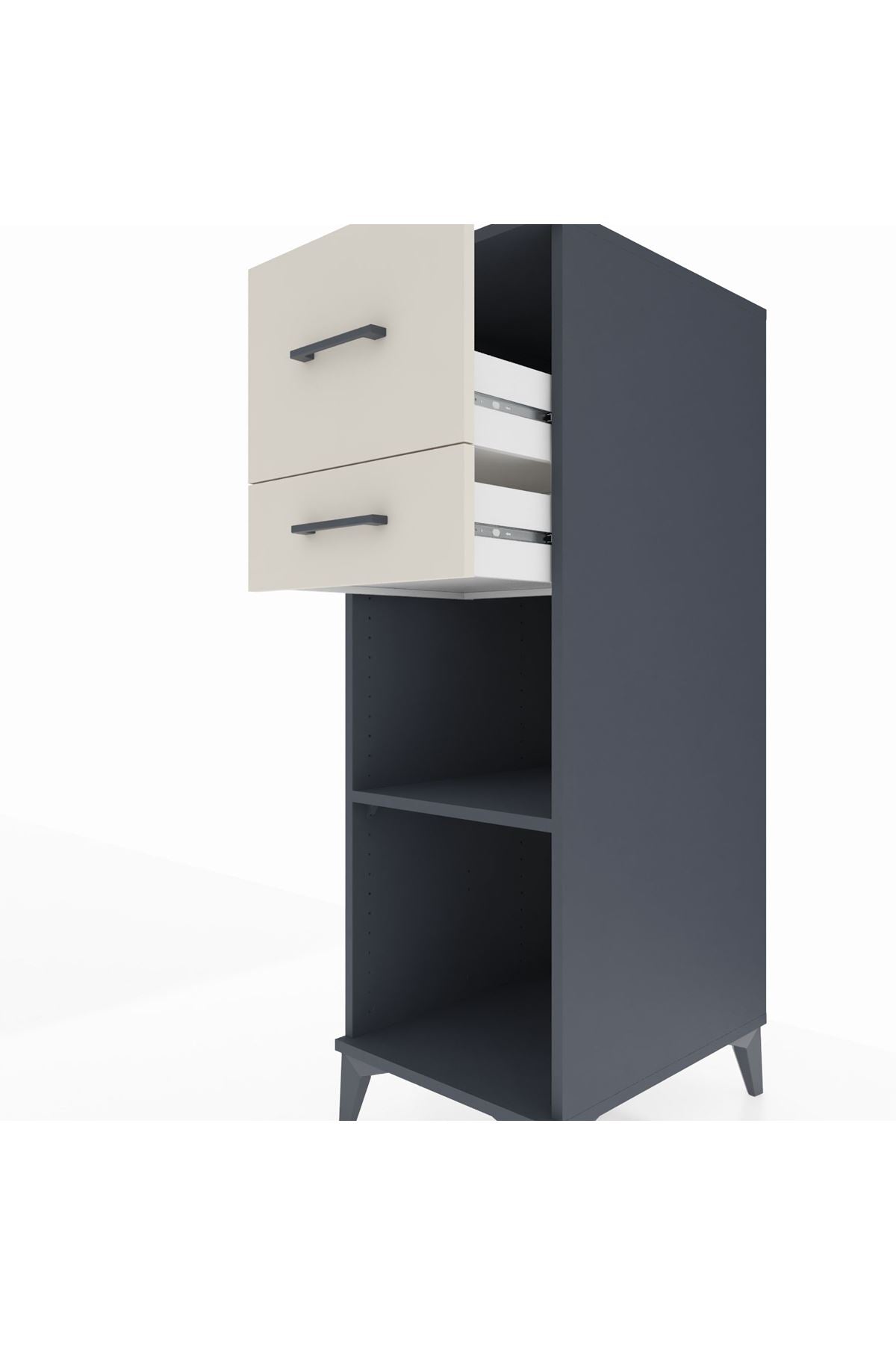 Kronos Dolap Tek Raflı 2 Çekmeceli 44x59x134 Antrasit-Aytaşı